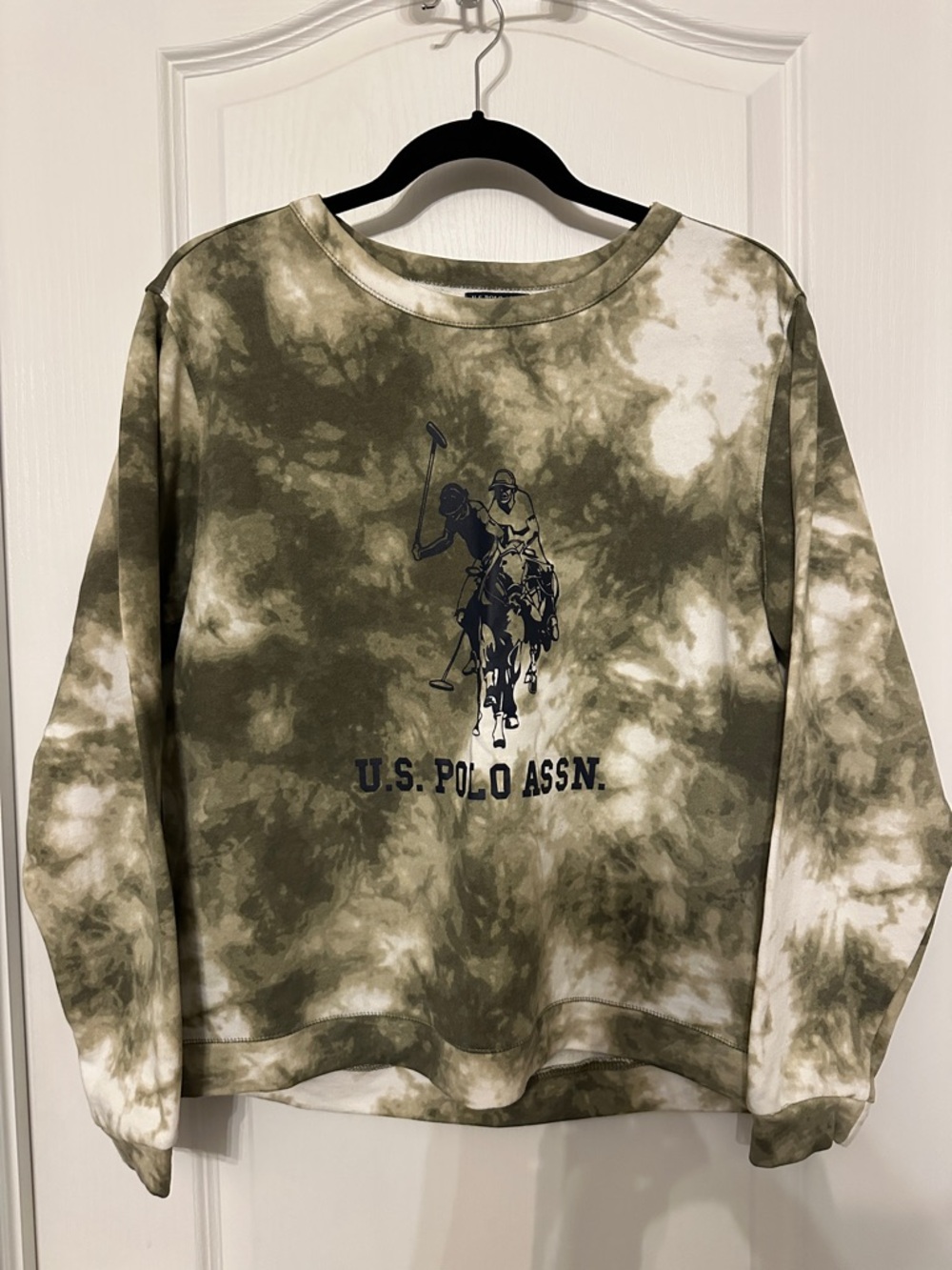 U.S. Polo Assn. Olive and White Tie-Dye Logo Sweatshirt unisex